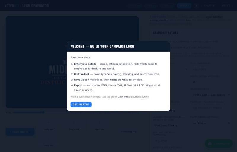 VoterBiz Brand Generator tool