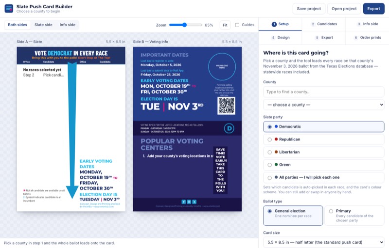 VoterBiz Slate Push-Card Builder tool