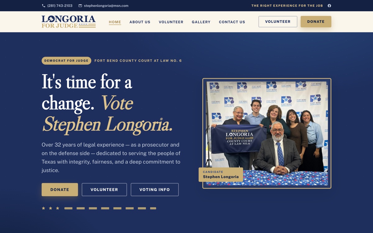 Longoria for Judge campaign website