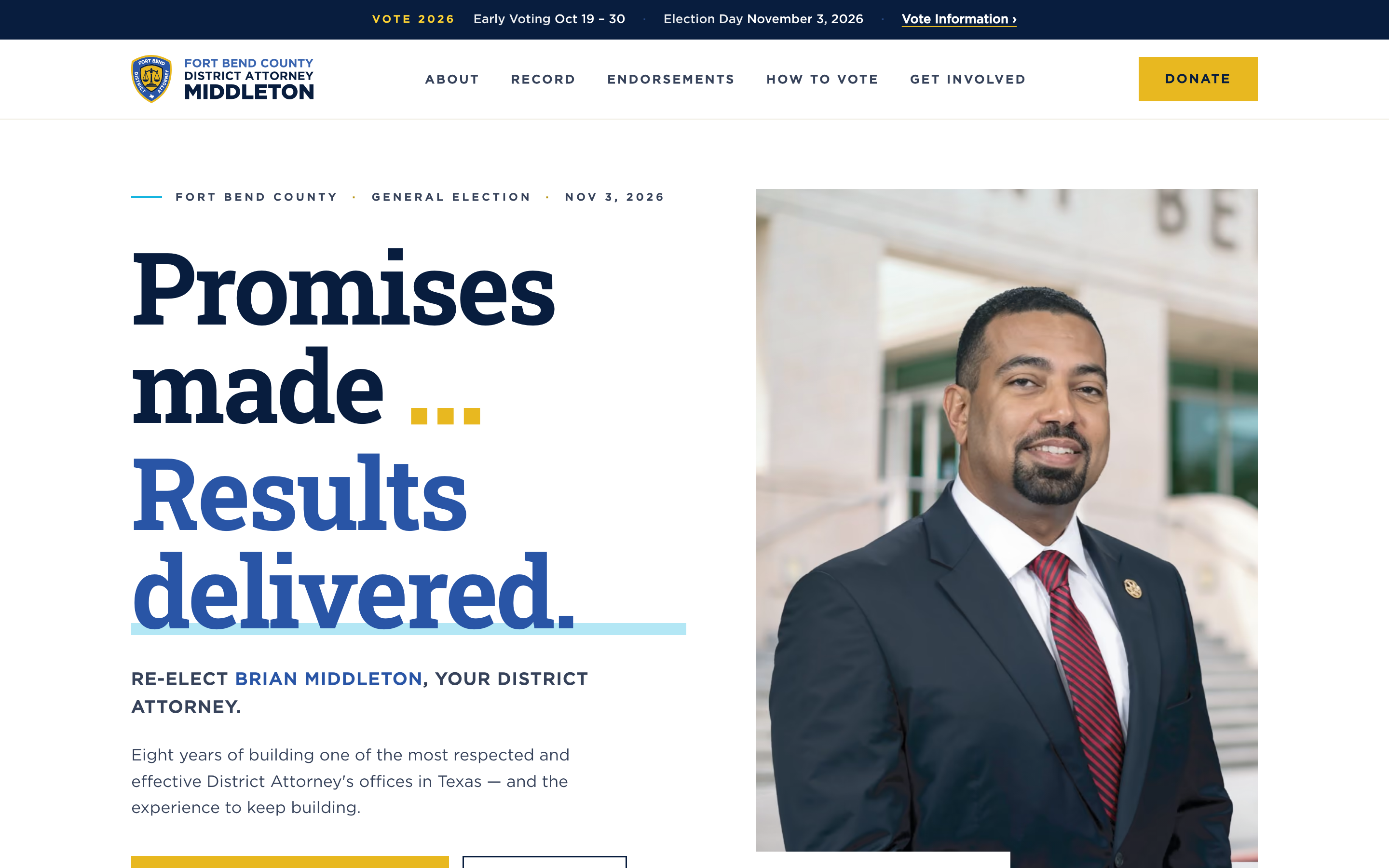 Middleton for DA campaign website